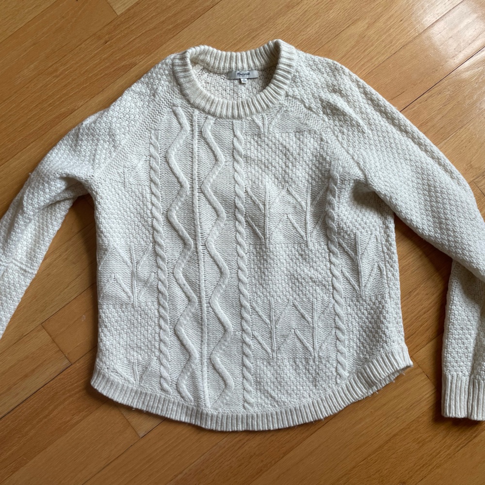 Madewell white chunky knit sweater